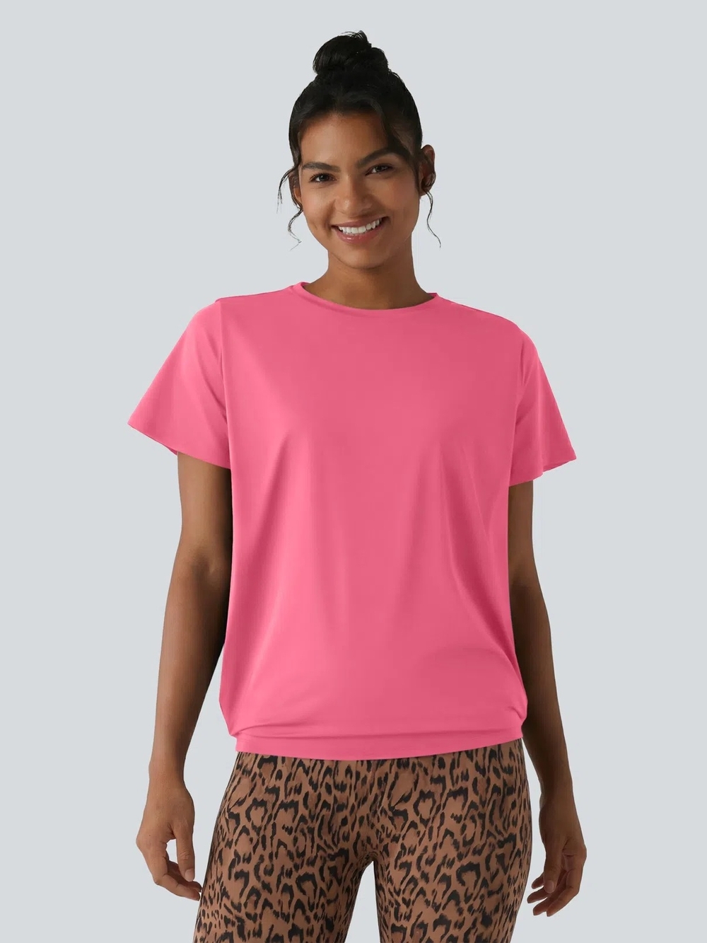 HALARA Relaxed Crewneck Tee in Hot Pink M